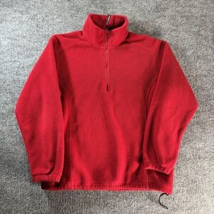 L.L. Bean Jacket Mens Medium Red Fleece 1/4 Zip Pullover Hiking Outdoor